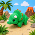 Knitted Style Triceratops Dinosaur Figure – 3D Printed Collectible Toy