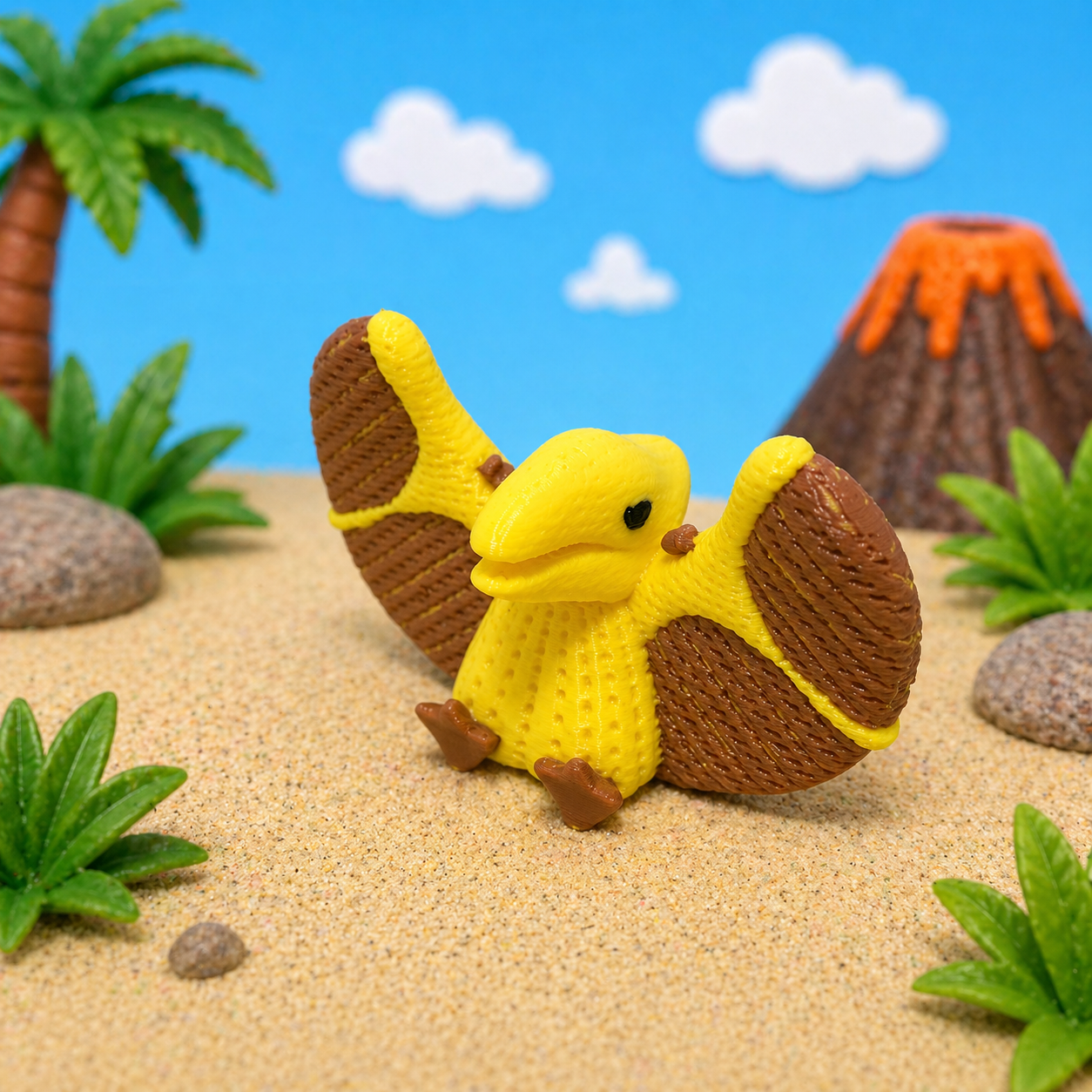 Knitted Style Pterodactyl Figure – 3D Printed Dinosaur Collectible Toy
