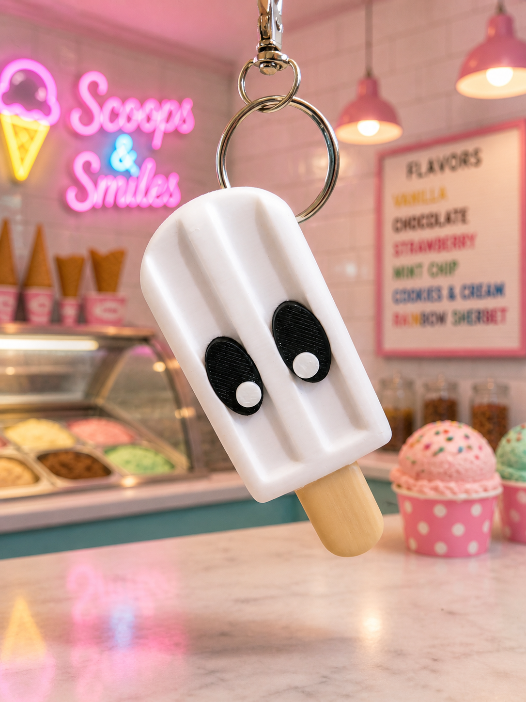 Cute Popsicle Keychain – 3D Printed Kawaii Ice Cream Charm