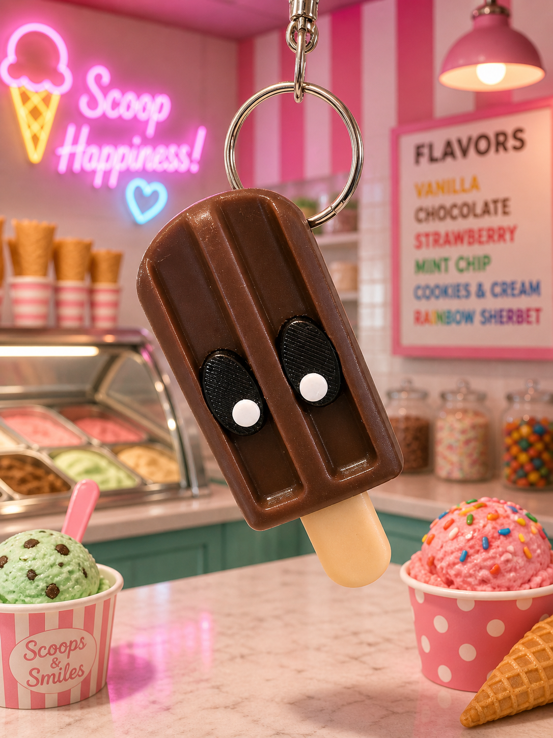 Cute Popsicle Keychain – 3D Printed Kawaii Ice Cream Charm